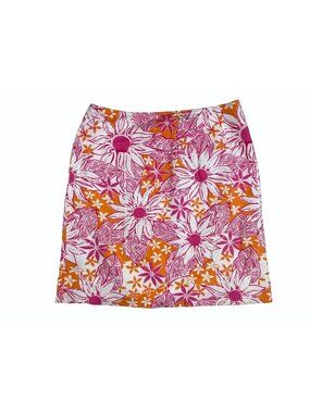 Lilly Pulitzer Size 2  Tangelo Fun White Label Floral Skirt Zip Back with pocket